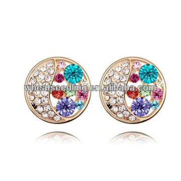 Colorful Crystal Round Gold Stud Earrings Jewelry Ebay Costume Jewelry zywg_012121335